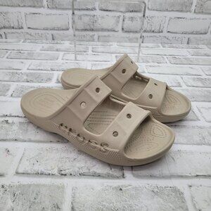 NWOT Crocs Baya Two Strap Slide Sandal Beige Tan Waterproof Women's 8 Men's 6